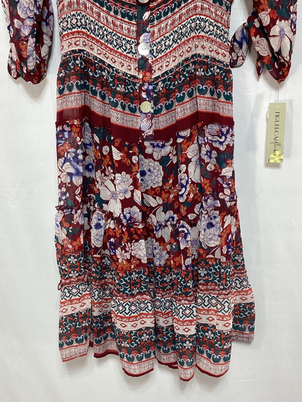 NWT Figueroa &Flower Large Burgandy floral Midi Dress - Picture 7 of 16